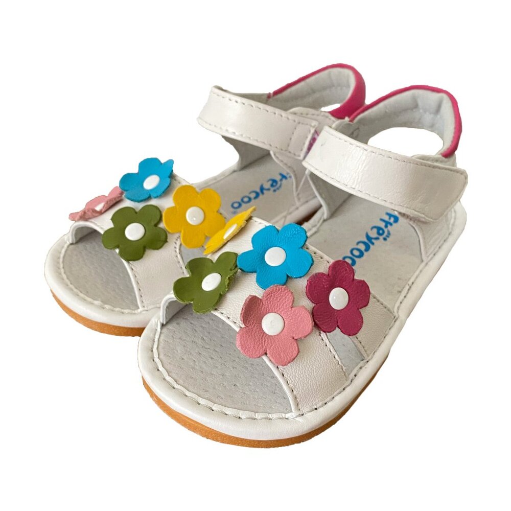 NEW ⭐️ Multicolored Flowers Squeaky Sandals - Toddler Size 8